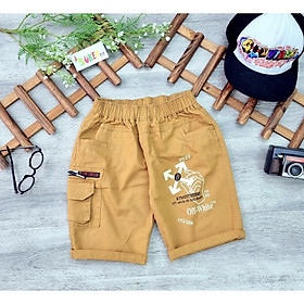 Quần đùi túi hộp cho bé trai phối đồ đẹp đi chơi du lịch size 25-40kg chất kaki mềm co giãn thoải mái