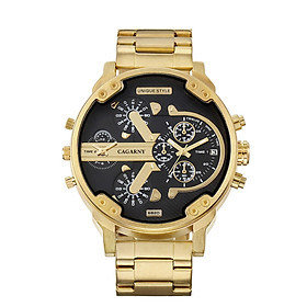 Đồng hồ đeo tay CAGARNY Nam doanh nhân bằng thép không gỉ -Màu vàng đen