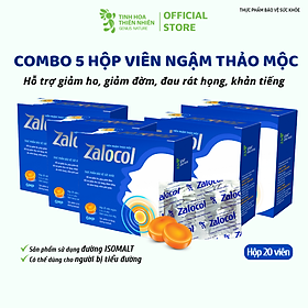 Combo 5 hộp viên ngậm thảo mộc Zalocol Hỗ trợ giảm ho, giảm đờm, giảm đau rát họng, khản tiếng - Genat