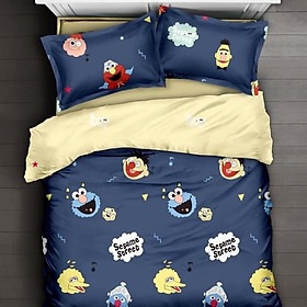 Bộ chăn ga gối cotton PL1 - Con Rối Nền Xanh - Tặng kèm 1 móc khóa Houston