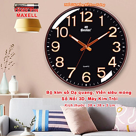 Mua Đồng Hồ Treo Tường Cao Cấp DẠ QUANG EASTAR Mặt Tròn Lớn Viền Mỏng 38cm – Số nổi 3D – Máy NHẬT KIM TRÔI - Tặng Pin Maxell - BH 1 Năm - Treo Tường Decor Trang Trí Nhà Cửa