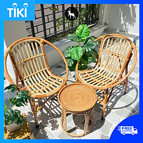 Mua Bàn mây  ghế mây tre đan cao cấp kết hợp bàn mây  phù hợp làm bàn ghế decor / ban công gia đình - 1 ghế 1 bàn