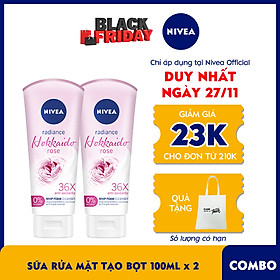 Bộ 2 Sữa Rửa Mặt Tạo Bọt NIVEA Chiết Xuất Hoa Hồng Hokkaido (100ml *2)