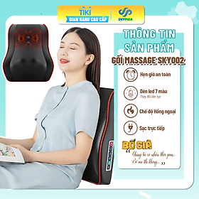 Gối Massage Hồng Ngoại Giúp Mát Xa Vai, Cổ, Gáy, Cột Sống Lưng Đa Năng Kết Hợp Với Chế Độ Rung Và Nhiệt, Chất Liệu Bọc Da Cao Cấp - Hàng Chính Hãng