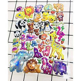 Hình Dán con vật sticker Nổi 3D set 2 bảng ( 66 miếng ảnh )