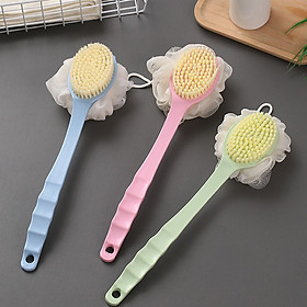 Mua Cây bàn chải cọ lưng đa năng 2 đầu kỳ chà massage mặt cán dài kèm bông tắm lông mềm