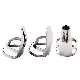 3 Pcs Guitar Finger Pick Plectrums Slide Stainless Steel For Banjo Ukulele
