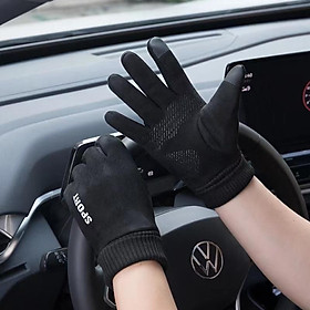 Găng tay nam mùa đông cảm ứng lót nỉ lông cực ấm lòng bàn tay chống trượt cao cấp GTN89