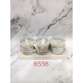 Mua Bộ 3 hũ đựng gia vị thủy tinh Kinglxs cao cấp có khay ( giao ngẫu nhiên )