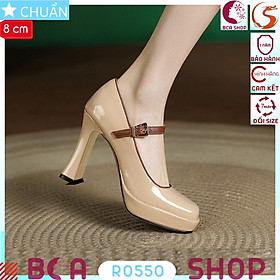 Giày cao gót nữ 8p RO550 ROSATA tại BCASHOP mũi vuông thiết kế thời trang và đẳng cấp, quai phối màu độc đáo