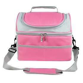 2-layer Large Insulated Lunch Bag Cooler Tote Lunch Box with Shoulder Strap for Travel Picnic Camping Office School