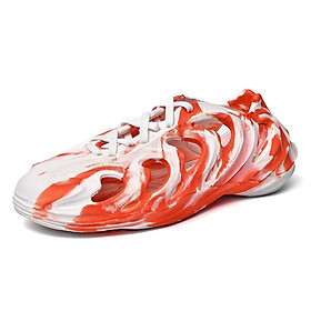 UNISEX Bãi biển Sandal Eva Phụ nữ Đàn ông Giày Garden Garden Giày cà vạt Giày sneakers Sneakers Giày Water Slip-On Foam Runner Color: White Orange Shoe Size: 43