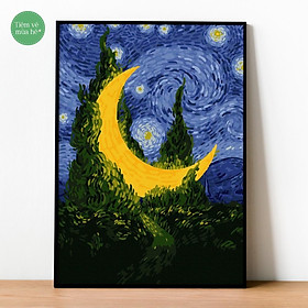 Tranh tô màu theo số - Đêm trăng đã căng khung 40x50cm