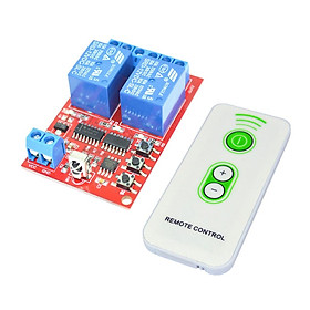 2 Channel DC 12V Power Relay Module Board with 3 Key White Remote Switch