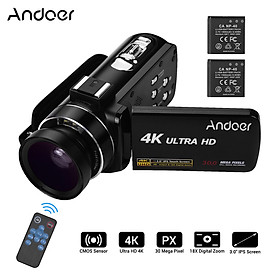 Andoer 4K Ultra HD Máy Chụp Quay Video Kỹ Thuật Số Cầm tay DV Cảm Biến CMOS Ống Kính Góc Rộng 0,45X