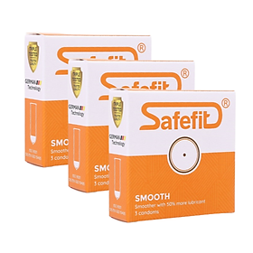 Bộ 3 hộp bao cao su Safefit nhiều gel bôi trơn Smooth - hộp 3 chiếc