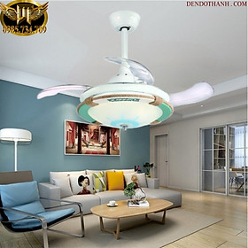 Mua Quạt trần đèn dấu cánh  phòng ngủ phòng ăn  cánh tự động cụp xoè đèn led 3 chế độ sáng điều khiển từ xa QTD