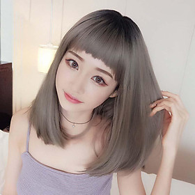Tóc giả nữ Hàn Quốc nguyên đầu cao cấp làm bằng tơ mềm mượt như tóc thật + tặng kèm lưới ONLINE SHOPPING_1102