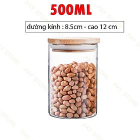 Lọ thuỷ tinh nắp gỗ cao cấp đựng gia vị hạt khô hôp đựng thực phẩm dung tích 260ml - 450ml - 750ml