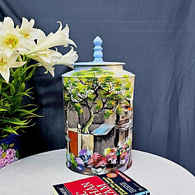 Mua Bộ bình gốm phong thủy vuốt tay độc bản vẽ cảnh sơn thủy gốm sứ Bát Tràng