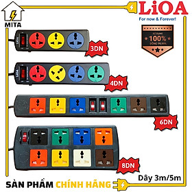 Ổ cắm điện LiOA đa năng - 3 lỗ, 4 lỗ, 6 lỗ, 8 lỗ dây dài 3m/5m - Chính Hãng - MITA