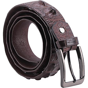 Thắt Lưng Nam Da Cá Sấu Nguyên Con Đầu Kim Bát Gài Huy Hoàng HT4763 - Nâu Đất