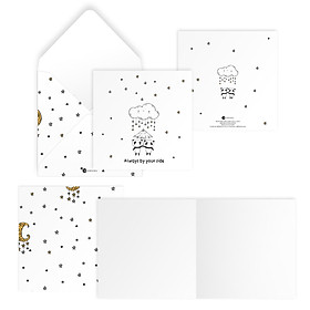 Thiệp tình bạn, tình yêu Valentine ALWAYS BY YOUR SIDE vuông 12cm SDstationery PANDA gấu trúc, dù, mây, sao