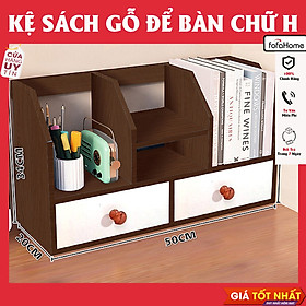 Kệ Sách Để Bàn Chữ H, Kèm 2 Ngăn Kéo Cao Cấp - Mẫu 7 - Dễ Lắp Ráp