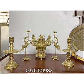 Mua Bộ lư tam sự đỉnh nến bằng đồng cao 40cm   bộ đỉnh tam sự bằng đồng cao 40cm