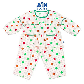 Hình ảnh Bộ quần áo dài bé gái họa tiết Bi đỏ viền xanh lá cotton - AICDBGVQ5JJB - AIN Closet