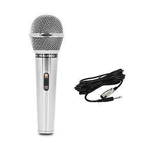 Micro hát karaoke có dây DM-8000 Jack 6.5mm mạ Crôm sáng bóng, Đầu mic có bông lọc chống hơi ẩm và lưới thép bảo vệ chuyên dùng cho Ampli và loa Karaoke