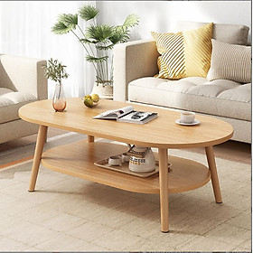 Mua Bàn sofa  bàn trà hình Ovan 2 tầng  chân gỗ tự nhiên cao cấp ( giá tại xưởng)
