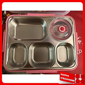 Mua Khay Cơm Inox 304 5 Ngăn Tặng Kèm Muỗng Đũa - Khay Có Nắp Nhựa Pp Cùng Các Khớp Khóa Giữ Nhiệt Chống Tràn - Loại Tốt