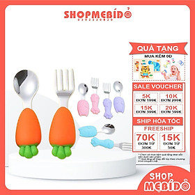 Mua Bộ Thìa Nĩa Tập Xúc Cán Ngắn Inox Cao Cấp Baby About Cho Bé Chất Lượng Cao