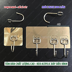Móc Inox Dán Tường Chịu Lực 15KG Hamart Móc Treo Đồ Nặng Dán Tường Chất Lượng Cao - COMBO 5 Bộ Móc Treo 15K