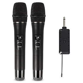 Bộ 2 micro không dây chuyên nghiệp karaoke Live Broadcast Home Conference Audio VHF MIC KTV J.I.Y LCD 1284