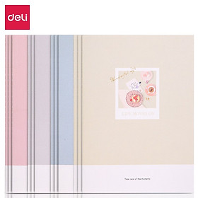 Sổ tay ghi chép khâu gáy B5 kẻ ngang pastel họa tiết bánh ngọt tách trà chiều 60 trang 70gsm Deli - Phù hợp làm sổ kế hoach planner, viết nhật kí, sử dụng như tập vở học sinh - 1 quyển - FB560-N07