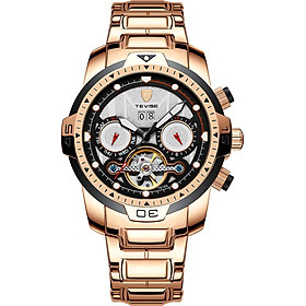 TEVISE T816A Automatic Mechanical Movement Men Watch Self-Winding Manual Winding Wind-Up Skeleton Wrist Watch 3ATM