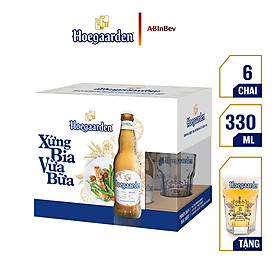 Lốc 6 chai Hoegaarden White Xứng Bia Vừa Bữa (330ml/chai) + 1 ly thủy tinh