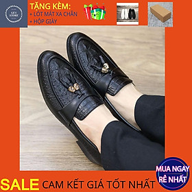 Giày da nam cao cấp SALE Giày tây nam tăng chiều cao trẻ trung chất liệu da in vân đẹp bảo hành 12 tháng - Mã GEA11