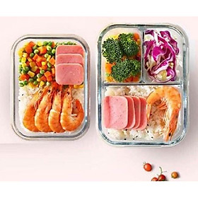 Mua BÁT THỦY TINH CHIA 2 NGĂN  3 NGĂN 1000ML CÓ NẮP ĐẬY TIỆN DỤNG
