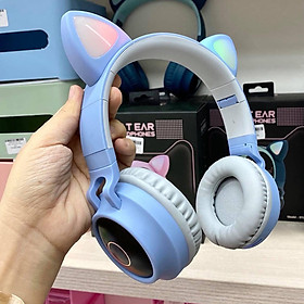 Hình ảnh Tai nghe bluetooth, tai nghe chụp tai mèo đáng yêu có mic đàm thoại và đèn LED headphone bluetooth dùng được cho cả điện thoại, laptop, máy tính 5Tech hàng chính hãng