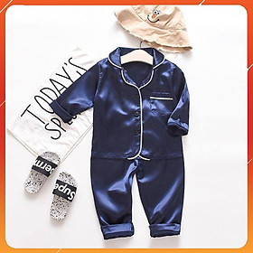 Bộ ngủ Pijama cho bé Binbon kids, bộ pizama cho bé trai bé gái PM02 chất lụa trơn dài cho bé từ 6-28kg