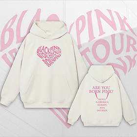 Hình ảnh áo khoác Blackpink Hoodies, Áo khoác hoodie nữ Born Pink giống Black Pink dễ thương, áo hoodie nữ mặc concert, Áo nỉ dái tay áo hoodie World Tour JISOO JENNIE Rose LISA