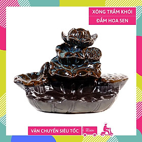 Mua Thác trầm chảy ngược khói sen nở trong đầm tài lộc gốm sứ tráng men VIP - Cao 10 rộng 15cm