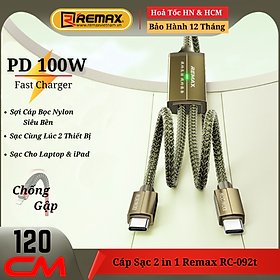 Mua Cáp Sạc Nhanh Đa Năng 2in1 Type C to C+C 100W Remax RC-092t  Hàng Chính Hãng Remax