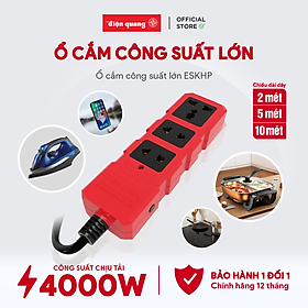 Ổ cắm công suất lớn Điện Quang ĐQ ESKHP 3RB 5M (3 lỗ, màu đỏ đen, dây dài 5m)