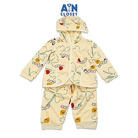 Bộ quần áo dài có nón bé gái Cỏ 4 Lá thun da cá - AICDBGSSZXLE - AIN Closet