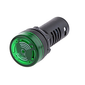 Hình ảnh AC DC 12V 22mm Green LED Flash Alarm Indicator Signal Light Lamp with Buzzer