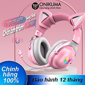 Mua Tai nghe chơi game không dây Bluetooth tai mèo ONIKUMA B20 Hồng với micrô có thể thu vào đèn RGB  Hàng chính hãng 